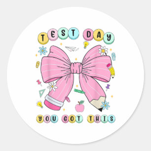 Sticker Rond Coquette Bow Pencil Jour D'Essai Vous Avez Ce Prof