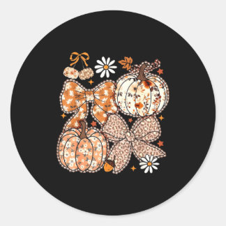 Sticker Rond Coquette Bow Pumpkin Season Thanksgiving Autumn Fa