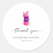 Sticker Rond Coquette Bow rose Élégant Mariage Macaron (Devant)