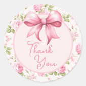 Sticker Rond Coquette Bow rose Merci (Devant)