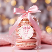 Sticker Rond Coquette Bow rose Merci