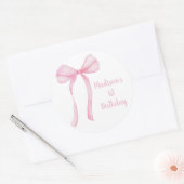 Sticker Rond Coquette Bow rose Premier anniversaire (Enveloppe)