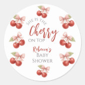 Sticker Rond Coquette Bow rouge cerise rose sur le Baby shower (Devant)