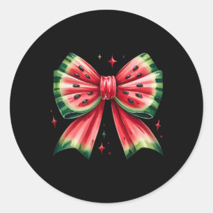 Sticker Rond Coquette Bow Watermelon Vacances d'été Hawaii Bea