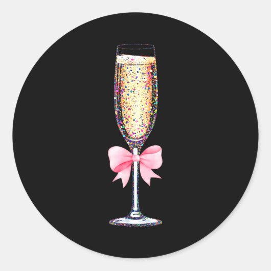 Sticker Rond Coquette Champagne Gl Happy New Year 2026 Party Wo (Devant)