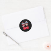 Sticker Rond Coquette Cherry Bow Patriotique Usa Drapeau 4 juil (Enveloppe)