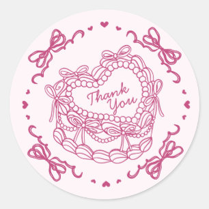 Sticker Rond Coquette Coeur Coquette Coquette Merci de gâteau r