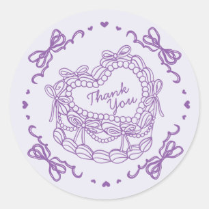 Sticker Rond Coquette Coeur de la Bow rouge rétro Merci de gâte