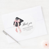 Sticker Rond Coquette de chou rose moderne Graduation Cap Gradu (Enveloppe)