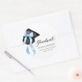 Sticker Rond Coquette de la boîte bleue moderne Diplômé (Enveloppe)