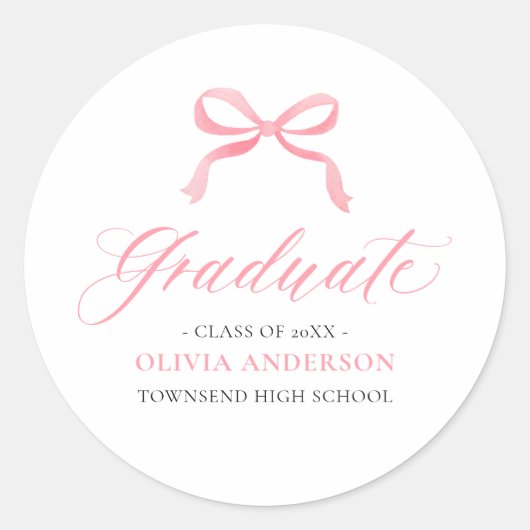 Sticker Rond Coquette de la botte rose moderne Graduate Graduat (Devant)