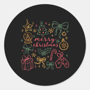 Sticker Rond Coquette Girl Christmas Holly Xmas Jolly Jolly Ch