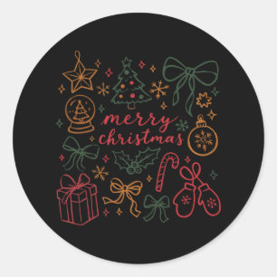 Sticker Rond Coquette Girl Christmas Holly Xmas Jolly Jolly Ch