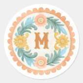 Sticker Rond Coquette Mexican Talavera Monogramme (Devant)