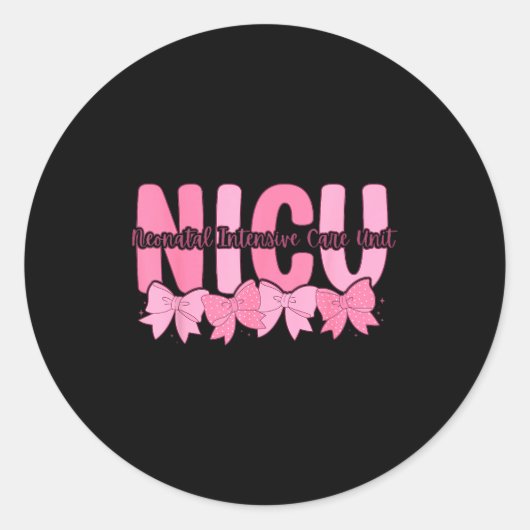 Sticker Rond Coquette Nicu Nurse Nk Bow Neonatal Intensive Care (Devant)