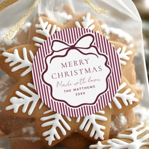 Sticker Rond Coquette Noël Bourgogne Fabriqué Avec Amour