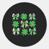 Sticker Rond Coquette Patrick's Day Bow,shamrock Lucky Bow Funn (Devant)