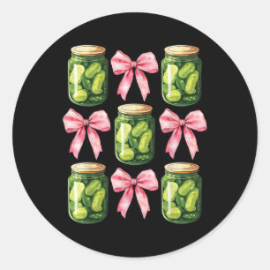 Sticker Rond Coquette Pickle En Canne Bows Jote Jar Fille Femme