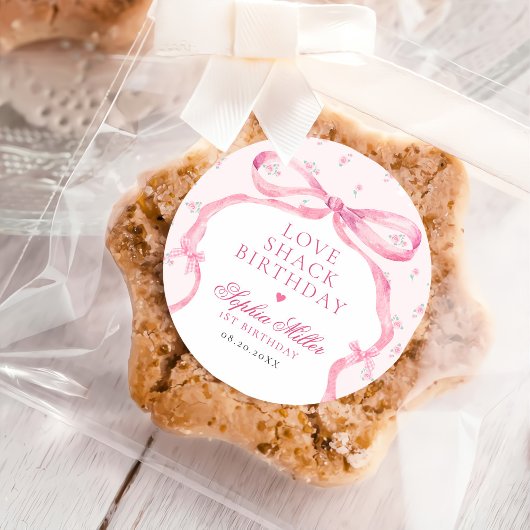 Sticker Rond Coquette Pink Bow Love Shack Anniversaire