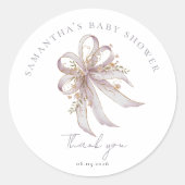 Sticker Rond Coquette purple bow baby shower (Devant)