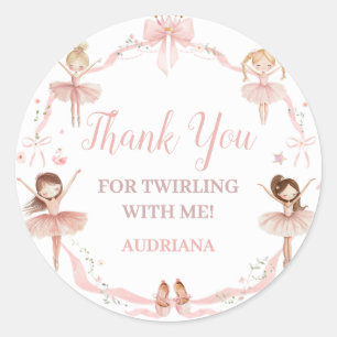 Sticker Rond Coquette rose Ballerina fête d'anniversaire