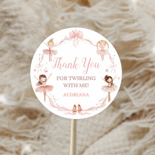 Sticker Rond Coquette rose Ballerina fête d'anniversaire
