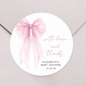 Sticker Rond Coquette rose Bow Baby Girl Douche Merci