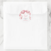 Sticker Rond Coquette rose Bow fête d'anniversaire (Sac)