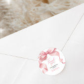 Sticker Rond Coquette rose Bow fête d'anniversaire