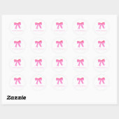 Sticker Rond Coquette rose Bow mignon cadeau d'anniversaire per (Feuille)