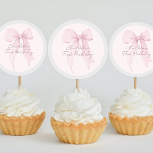 Sticker Rond Coquette Rose Bow personnalisé