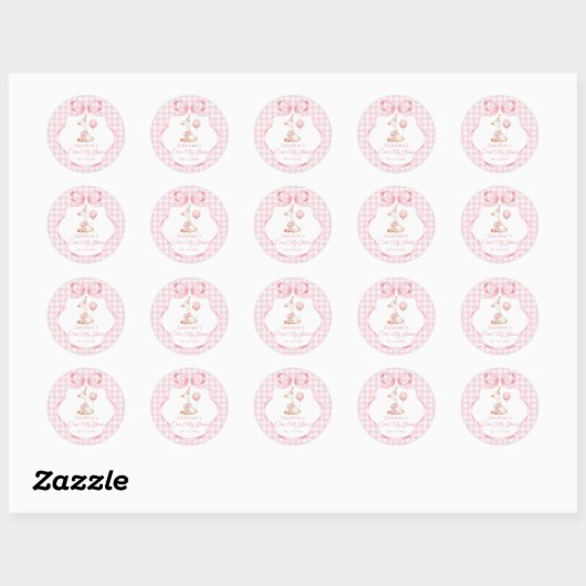 Sticker Rond Coquette rose Bow Silly Goose 1er Anniversaire Sti (Feuille)