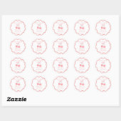 Sticker Rond Coquette rose cerise baby shower faveur (Feuille)