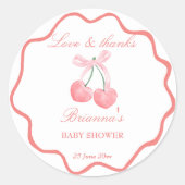 Sticker Rond Coquette rose cerise baby shower faveur (Devant)