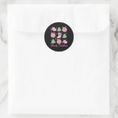 Sticker Rond Coquette rose de Noël Bow Xmas Tree (Sac)