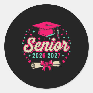 Sticker Rond Coquette Rose Ruban Senior 2026 2027 Diplômé