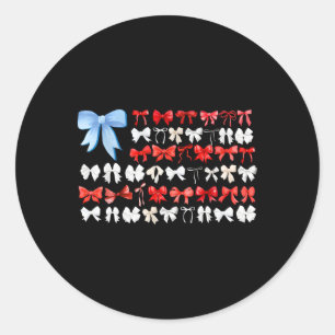 Sticker Rond Coquette Rouge Blanc Et Bleu Américain Bows Funny