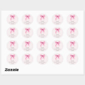 Sticker Rond Coquette Script Rose Bow Soirée Douce 16 Fête Blus (Feuille)