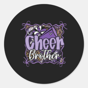 Sticker Rond Coquette Violet Léopard Frère de pom-pom girls Enc