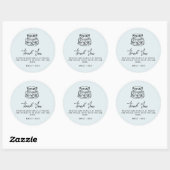 Sticker Rond Coquette Wedding Cake Blue Wedding Favor (Feuille)