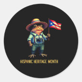 Sticker Rond Coqui Frog Puertorico Boricua Puertorican Flag His (Devant)