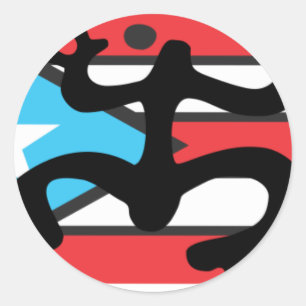 Sticker Rond Coqui taíno sur le drapeau de Port Riche