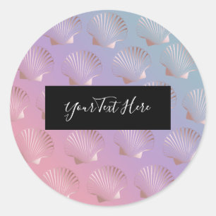 Sticker Rond Coquillage d'or rose filin gradient coloré motif