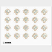 Sticker Rond Coquillage | Monogramme de coquille Saint-Jacques  (Feuille)