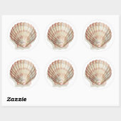 Sticker Rond Coquillage rose et crème (Feuille)