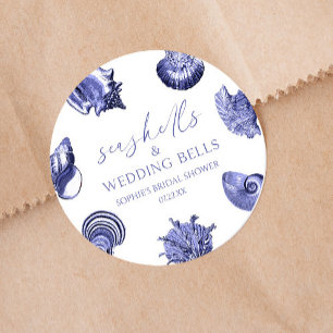 Sticker Rond Coquillages & Cloches de Mariage Élégante Douche d