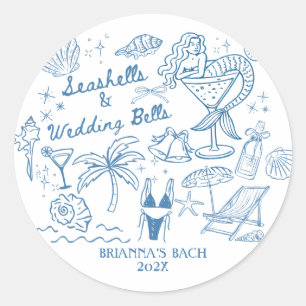 Sticker Rond Coquillages cloches de mariage enterrement de vie
