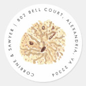 Sticker Rond Coquillages d'aquarelle marine Adresse de retour (Devant)
