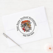 Sticker Rond Coquillages de fruits de mer Crabe Restaurant Logo (Enveloppe)