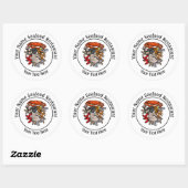 Sticker Rond Coquillages de fruits de mer Crabe Restaurant Logo (Feuille)